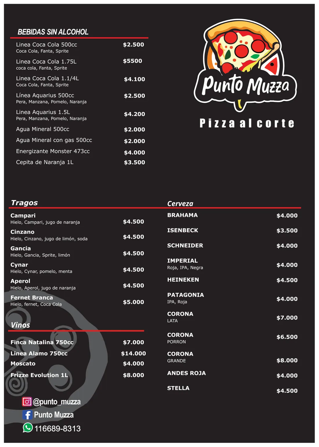 Carta de bebidas