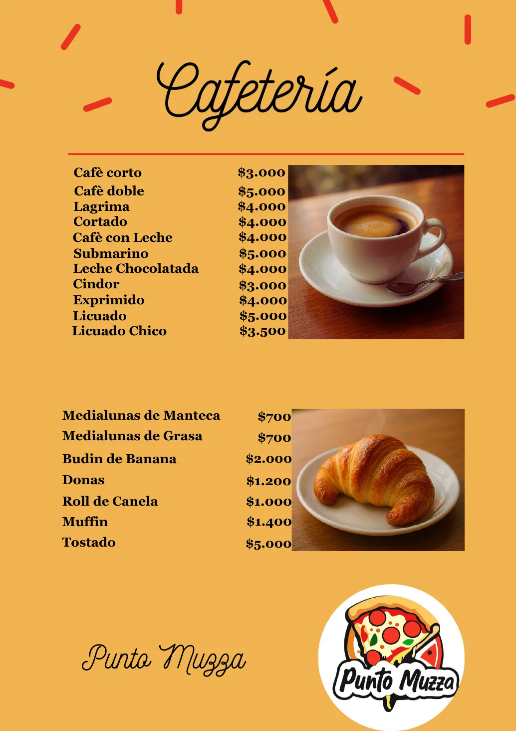 Carta de cafetería